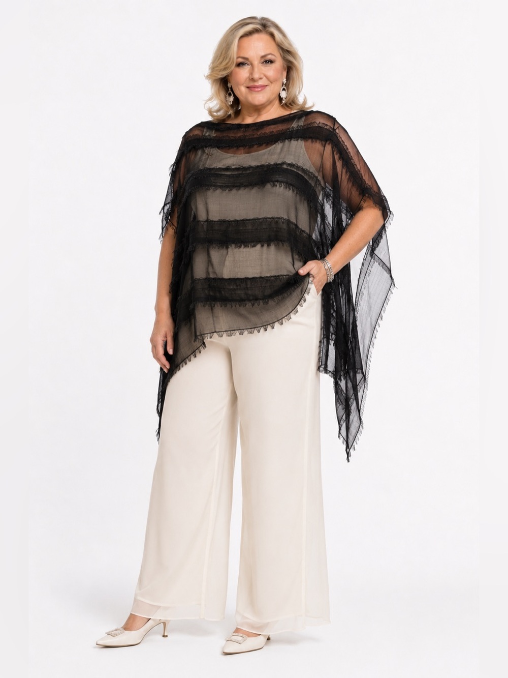 I JUST WANT WOW Black‎ Print Shawls